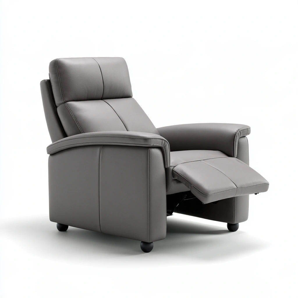Gepolsterter Relaxsessel, mit Lederbezug, Farbe: grau