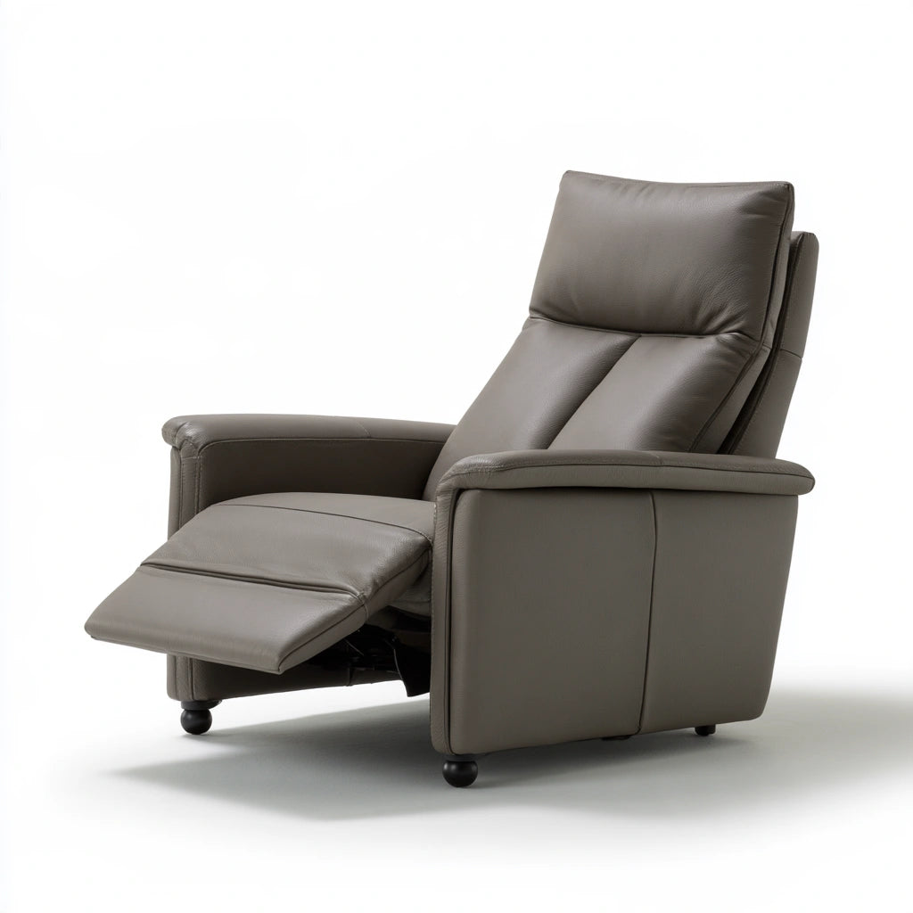 Gepolsterter Relaxsessel, mit Lederbezug, Farbe: grau