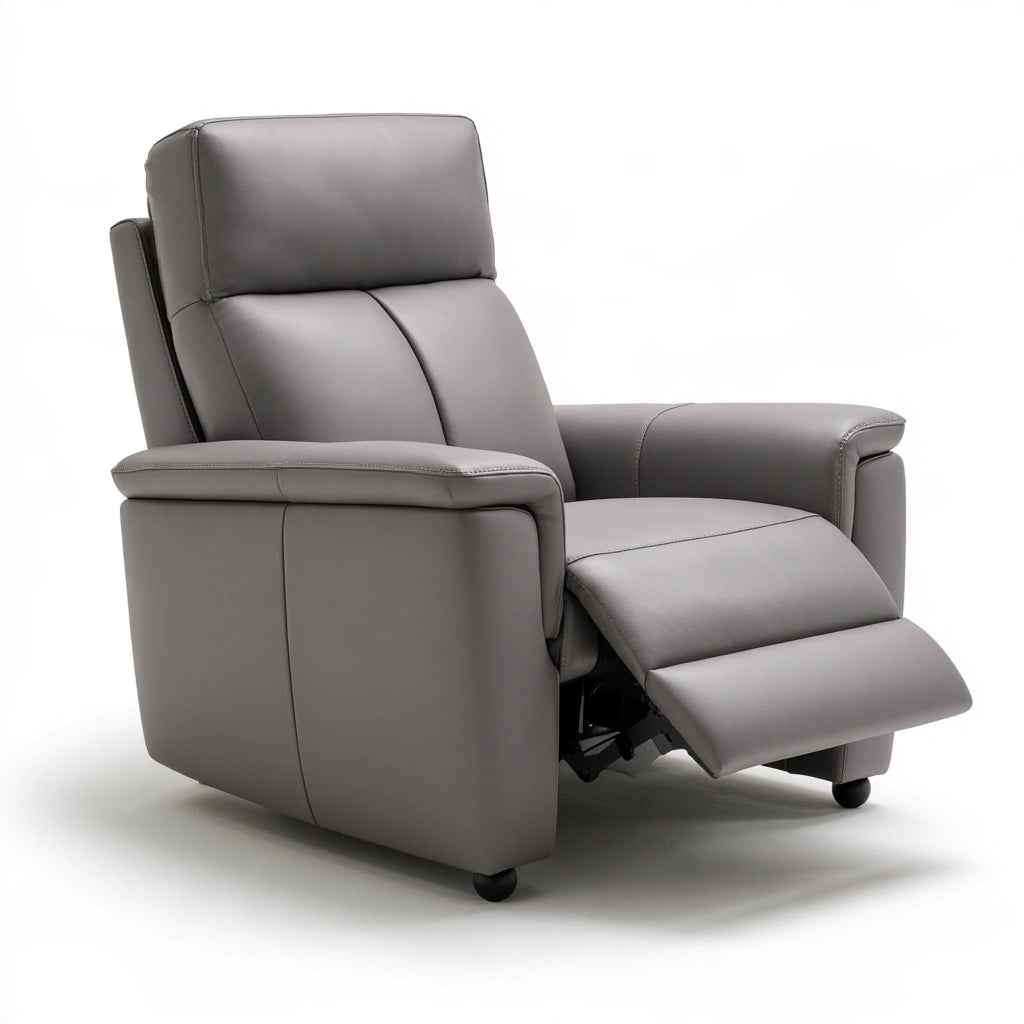 Gepolsterter Relaxsessel, mit Lederbezug, Farbe: grau