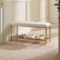 Schuhbank mit Stauraum, aus Metall, Farbe: gold
