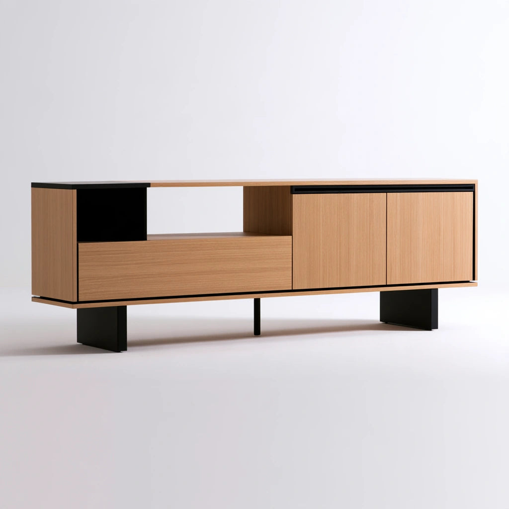 Modernes Sideboard, mit klarer Formgebung, Farbe: grau